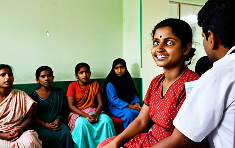 "The Shock of the Unfamiliar and Unexpected Compassion"**
A young European woman, her face reflecting anxiety and vulnerability, sits in a bustling, somewhat crowded private clinic waiting area in Bangladesh. A Bangladeshi nurse or doctor approaches her with a gentle, reassuring smile and a compassionate gesture, despite visible signs of fatigue. The background shows active, diverse families and hospital staff, suggesting a vibrant, less sterile environment than typical Western hospitals. The lighting is warm and natural, emphasizing the human connection amidst initial cultural shock. Realistic, documentary style photography.
2. **Prompt for