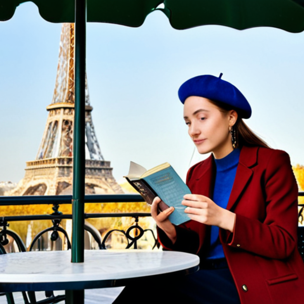 Parisian Café Scene**

"A young woman in a beret and a stylish, fully clothed autumn outfit sits at a table outside a Parisian café. She is drinking coffee and reading a book. In the background, the Eiffel Tower is visible on a clear day, appropriate attire, safe for work, perfect anatomy, correct proportions, natural pose, well-formed hands, proper finger count, natural body proportions, professional photography, high quality, modest clothing, family-friendly, professional."

**