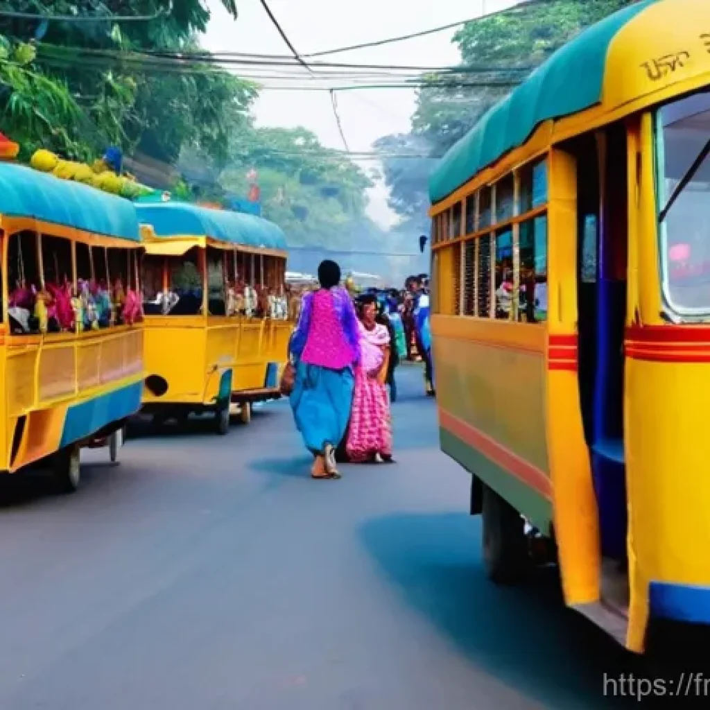 벵골어 유학 생활 - **Vibrant Kolkata Arrival - Sensory Overload and Excitement:**
    A wide shot of a bustling street ...